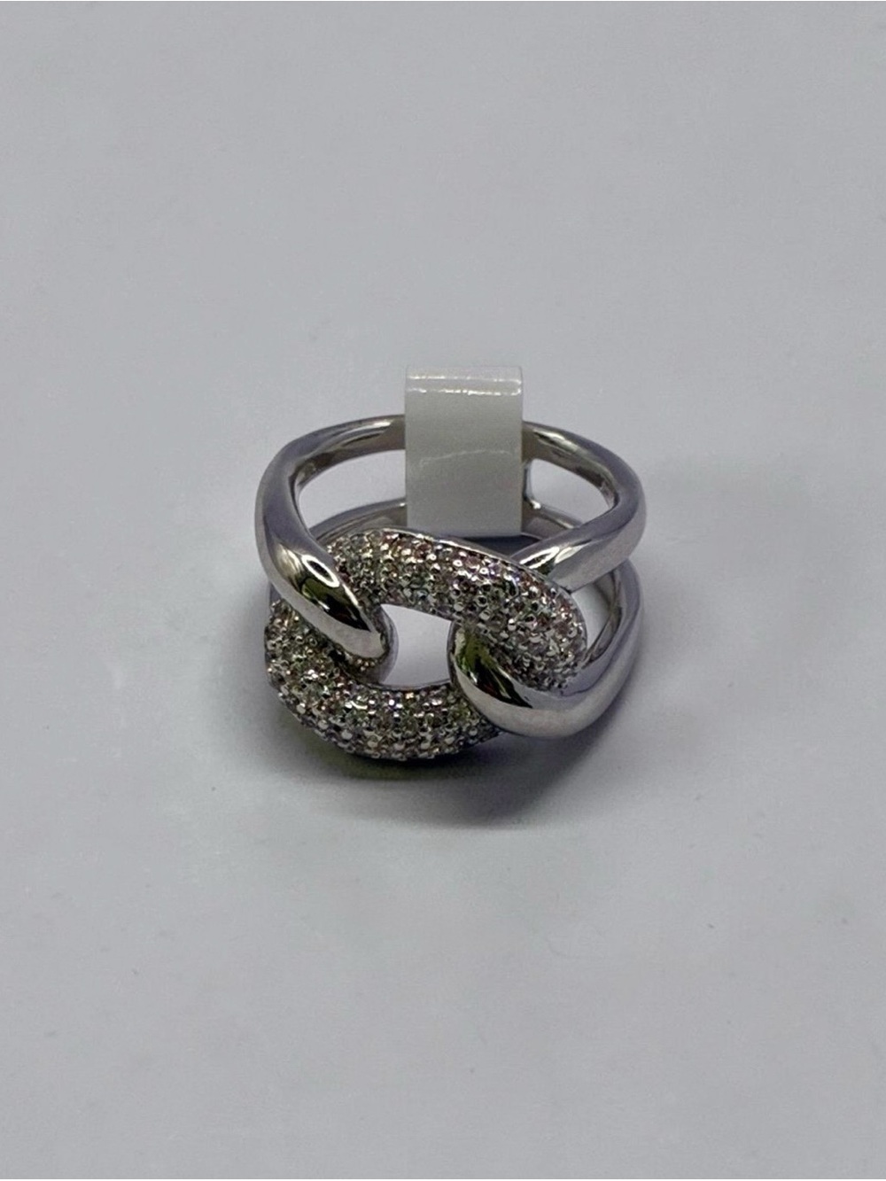 Bomb Party Silver Pavé Link Ring Size 6